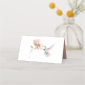 Blush roze rozen met kolibrie bruiloft plaatskaartje (Achterkant)