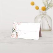 Blush roze rozen met kolibrie bruiloft plaatskaartje (Voorkant)