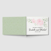 Blush Roze Rozen met Sage Groen Bruiloft Gastenboe Gastenboek (Volledig)