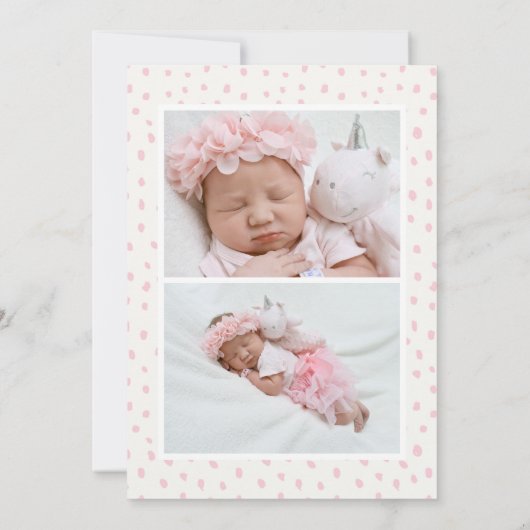 Blush roze rozen | Modern Elegant Floral Birth Aankondiging (Achterkant)