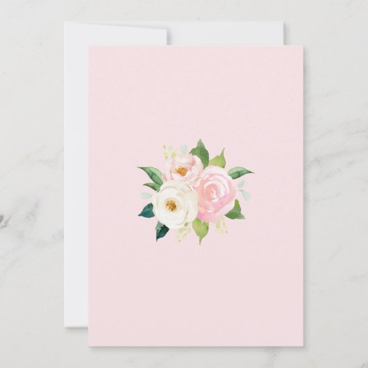 Blush Roze Rozen Moderne Waterverf Bloemen Bruilof Kaart (Achterkant)