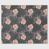 Blush roze rozen op houtskool cadeaupapier (Vlak)
