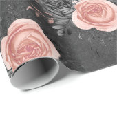 Blush roze rozen op houtskool cadeaupapier (Rol Hoek)