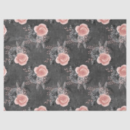 Blush roze rozen op houtskoolontkoppeling tissuepapier