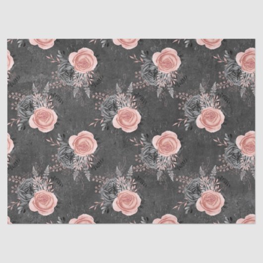 Blush roze rozen op houtskoolontkoppeling tissuepapier (Voorkant)