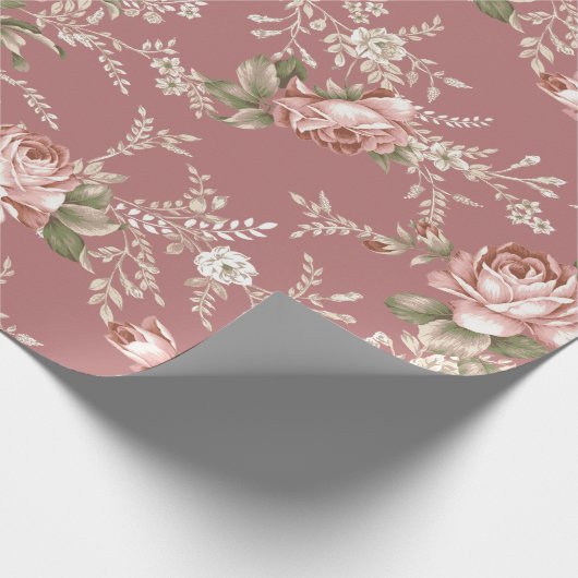 Blush roze rozen-oude Roos achtergrond Cadeaupapier (Hoek)