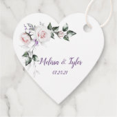 Blush roze rozen Paarse wilde bloemen bruiloft | Bedankjes Labels (Achterkant)