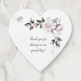 Blush roze rozen Paarse wilde bloemen bruiloft | Bedankjes Labels