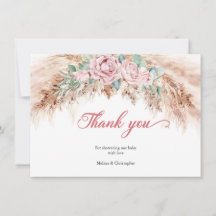 Blush roze rozen pampas gras groen baby shower