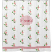 Blush Roze Rozen Patroon Douche Gordijn (Voorkant)