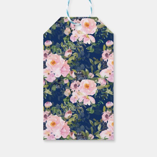 Blush Roze Rozen & Pioenen Eerste Communie Favor Cadeaulabel (Achterkant)