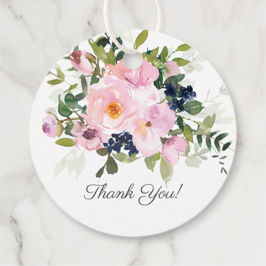 Blush Roze Rozen & Pioenen Eerste Heilige Communie Bedankjes Labels (Achterkant)