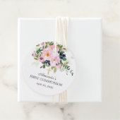Blush Roze Rozen & Pioenen Eerste Heilige Communie Bedankjes Labels (In situ)