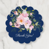 Blush Roze Rozen & Pioenen Eerste Heilige Communie Bedankjes Labels (Achterkant)