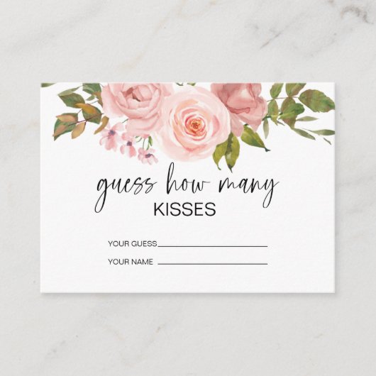 Blush roze rozen raden hoeveel kussen er in het br informatiekaartje (Voorkant)