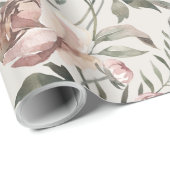 Blush Roze  Rozen & Ranunculus Vine Cadeaupapier (Rol Hoek)