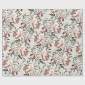 Blush Roze  Rozen & Ranunculus Vine Cadeaupapier (Vlak)