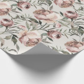 Blush Roze  Rozen & Ranunculus Vine Cadeaupapier (Hoek)