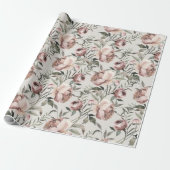 Blush Roze  Rozen & Ranunculus Vine Cadeaupapier (Uitgerold)