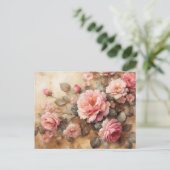 Blush roze rozen  schilderij briefkaart (Staand voorkant)