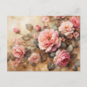 Blush roze rozen  schilderij briefkaart (Voorkant)