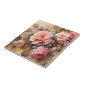 Blush roze rozen schilderij tegeltje (Zijkant)