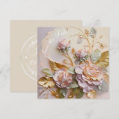 Blush roze rozen sculptuur aankondiging (Voorkant / Achterkant)