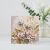 Blush roze rozen sculptuur aankondiging (Staand voorkant)