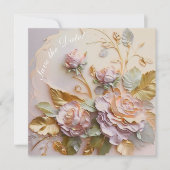 Blush roze rozen sculptuur aankondiging (Voorkant)