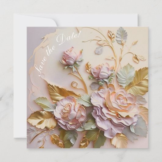 Blush roze rozen sculptuur aankondiging (Voorkant)