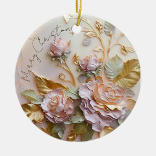 Blush roze rozen sculptuur keramisch ornament