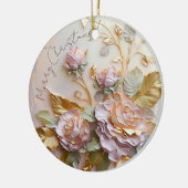 Blush roze rozen sculptuur keramisch ornament (Links)