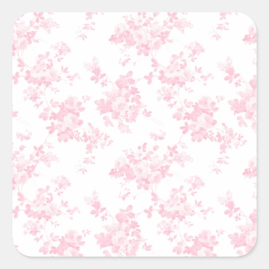 Blush roze  rozen sierlijke bloemen vierkante sticker (Voorkant)