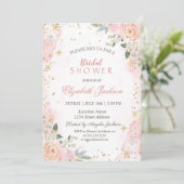 Blush roze rozen Snowflakes Vrijgezellenfeest Kaart (Staand voorkant)