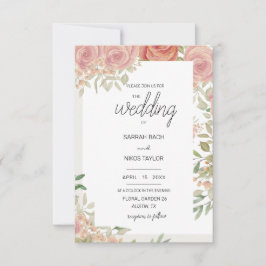 Blush roze rozen struik waterverf kunst kaart