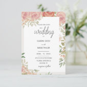 Blush roze rozen struik waterverf kunst kaart (Staand voorkant)