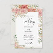 Blush roze rozen struik waterverf kunst kaart (Voorkant / Achterkant)