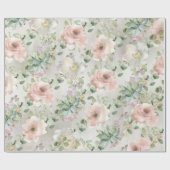 Blush Roze  Rozen Succulent & Eucalyptus Cadeaupapier (Vlak)