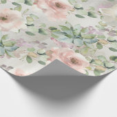 Blush Roze Rozen Succulent & Eucalyptus Cadeaupapier (Hoek)