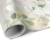 Blush Roze  Rozen Succulent & Eucalyptus Cadeaupapier (Rol Hoek)