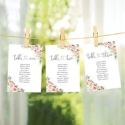 Blush Roze Rozen Tafel Nummer 3 Zitkaarten