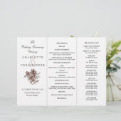 Blush roze rozen Tri Fold bruiloft-programma (Staand voorkant)