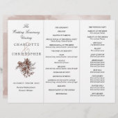 Blush roze rozen Tri Fold bruiloft-programma (Voorkant / Achterkant)
