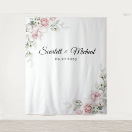 Blush Roze Rozen Trouwceremonie Achtergrond Wandkleed