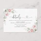 Blush Roze Rozen Trouwceremonie Details Kaart (Voorkant)