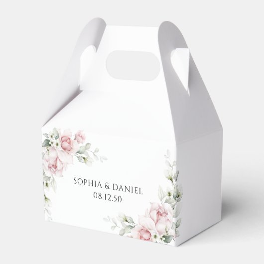 Blush Roze Rozen Trouwceremonie Favor Box Bedankdoosjes (Voorkant Zijde)