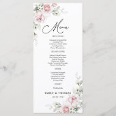 Blush Roze Rozen Trouwceremonie Menu (Voorkant)