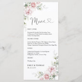 Blush Roze Rozen Trouwceremonie Menu (Voorkant)