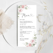 Blush Roze Rozen Trouwceremonie Menu