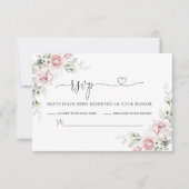 Blush Roze Rozen Trouwceremonie RSVP-kaart RSVP Kaartje (Voorkant)